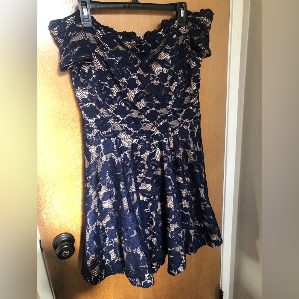 Off the shoulder navy dress